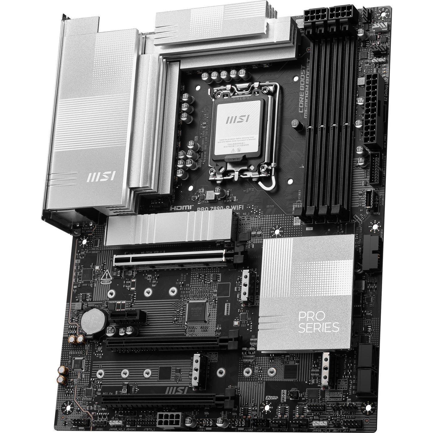 MSI pro z890-p wifi socket 1851 moederbord (zwart zilver, raid, 5gb-lan, wi-fi 7, bt, sound, atx)