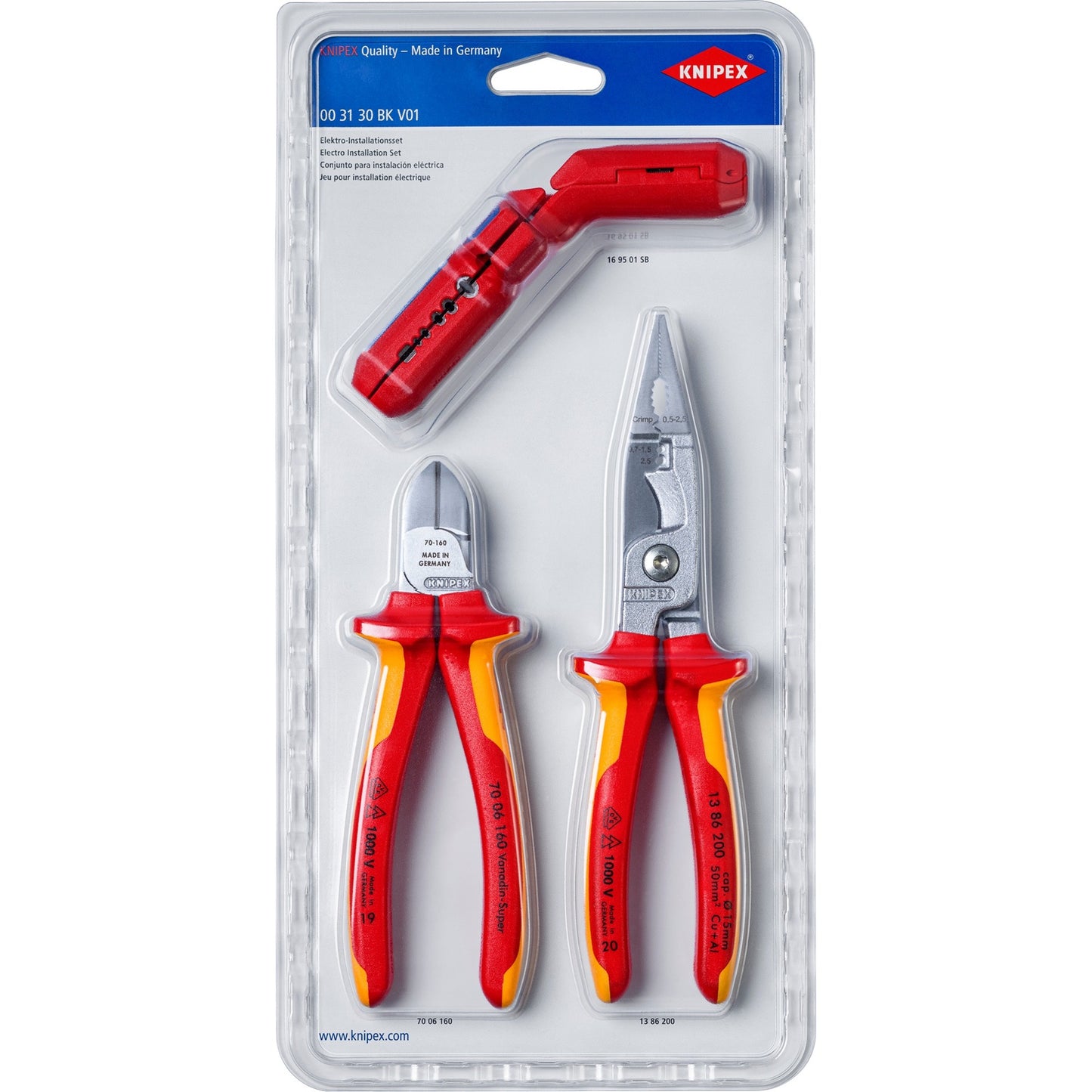 KNIPEX 00 31 30 bk v01 elektro-installatieset tangenset (rood geel)