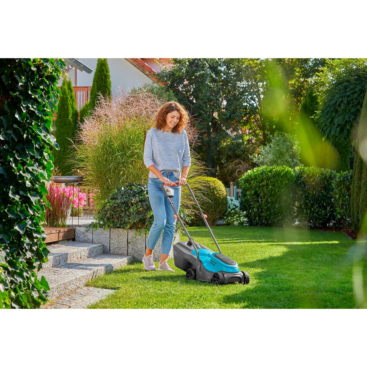 GARDENA accugrasmaaier powermax 32 18v p4a set (zwart grijs, incl. li-ion accu 4,0ah, power for all alliance)