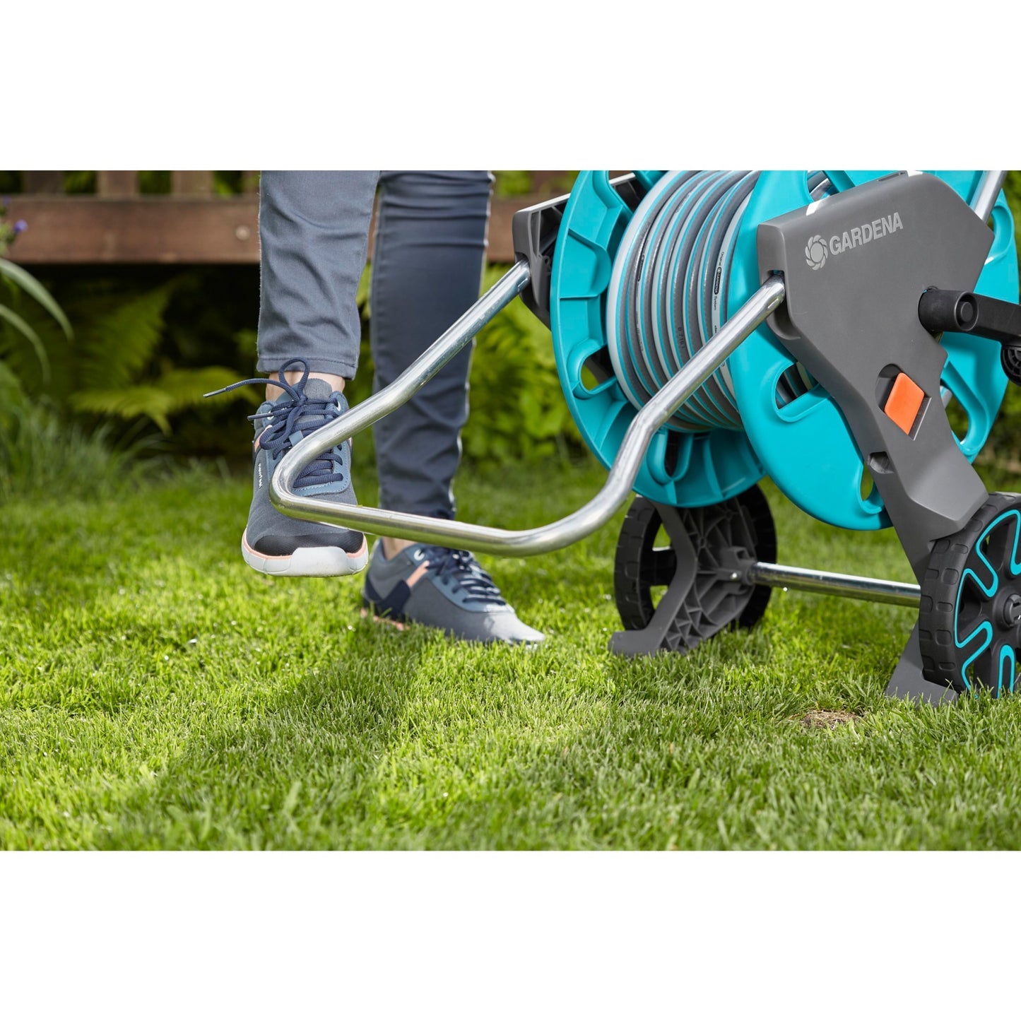GARDENA slangenwagen aquaroll m set (turquoise grijs, 18513-20)