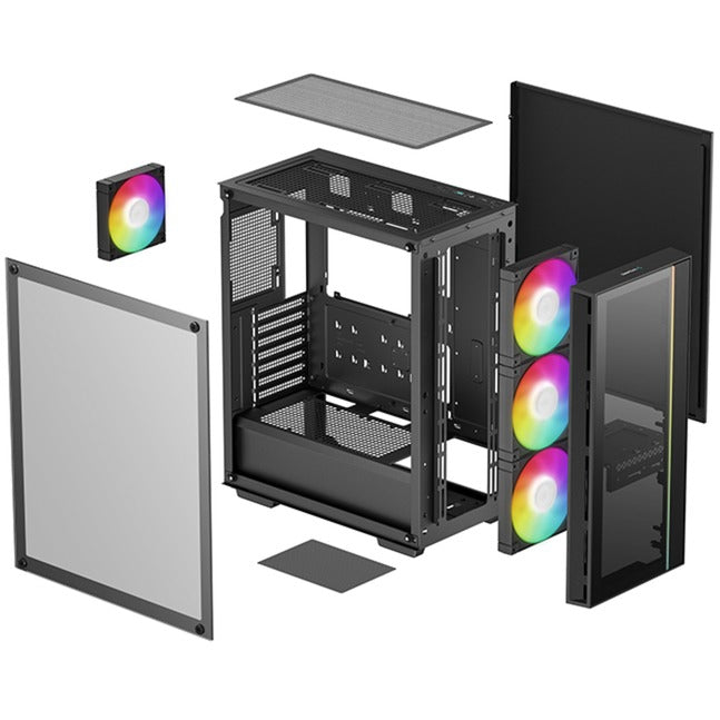 DeepCool matrexx 55 v4 c midi tower behuizing (zwart | 1x usb-a | 1x usb-c | rgb | window)