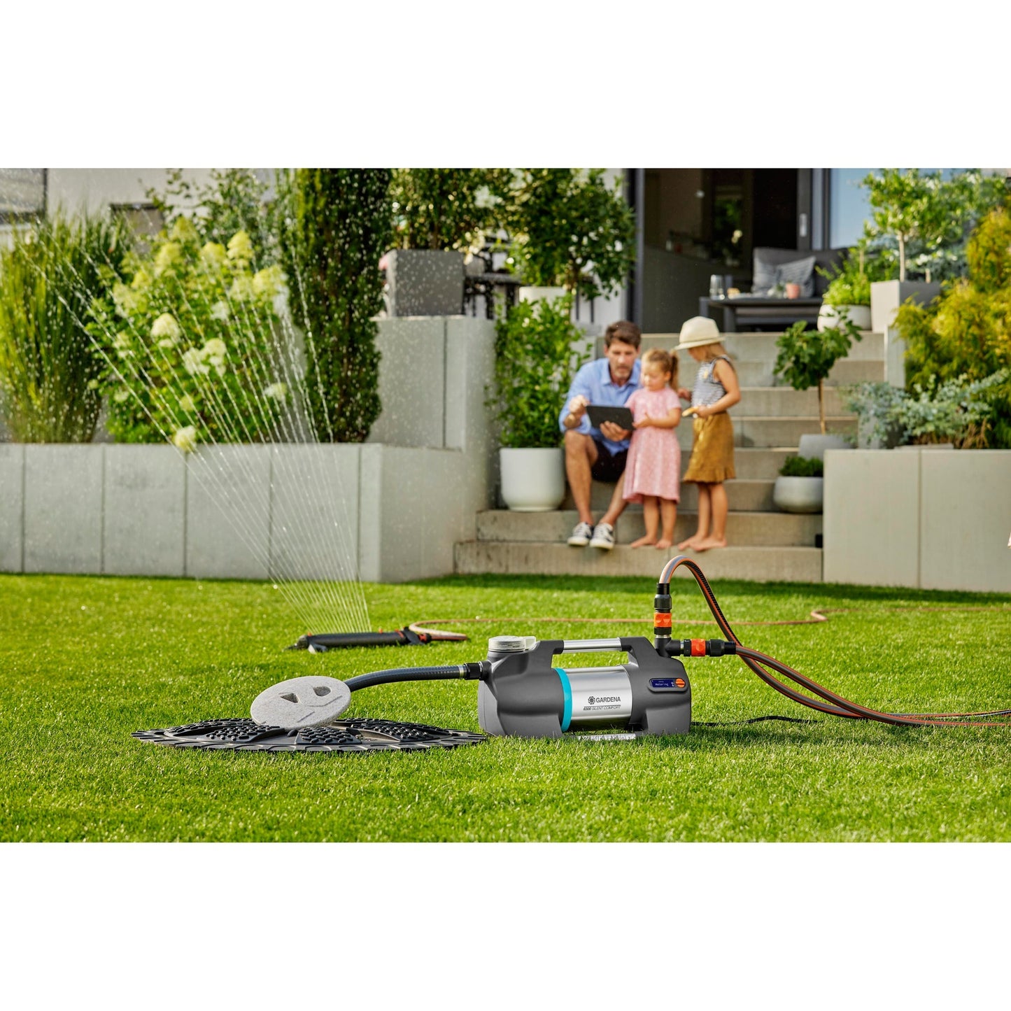 GARDENA besproeiingspomp 6300 silentcomfort (donkergrijs roestvrij staal, 1050 watt | bluetooth)