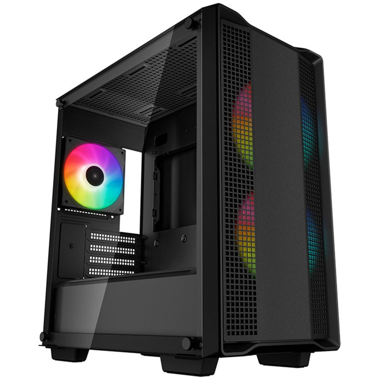 DeepCool cc360 argb mini tower behuizing (zwart | 2x usb-a | rgb | tempered glass)