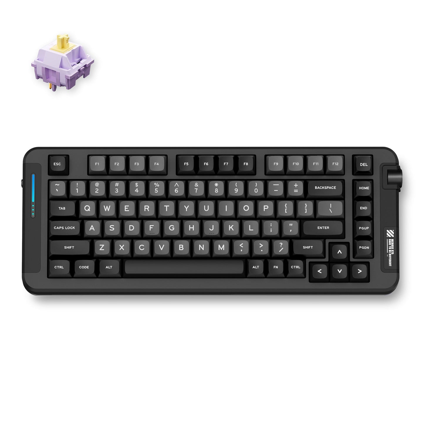 MCHOSE X75 Black Hyacinth Wireless Gasket Mount Mechanical RGB toetsenbord (Zwart, US lay-out (QWERTY), KTT Hyacinth, 75%, RGB, Hot swap, Double-Shot PBT, draadloos | Bluetooth | USB-C)