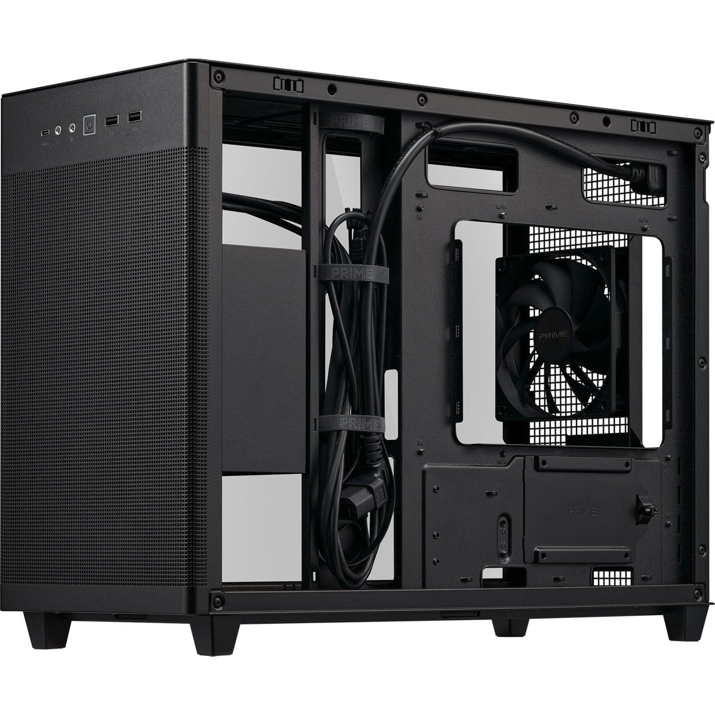 ASUS prime ap201 mini tower behuizing (zwart | 2x usb-a | 1x usb-c | tempered glass)