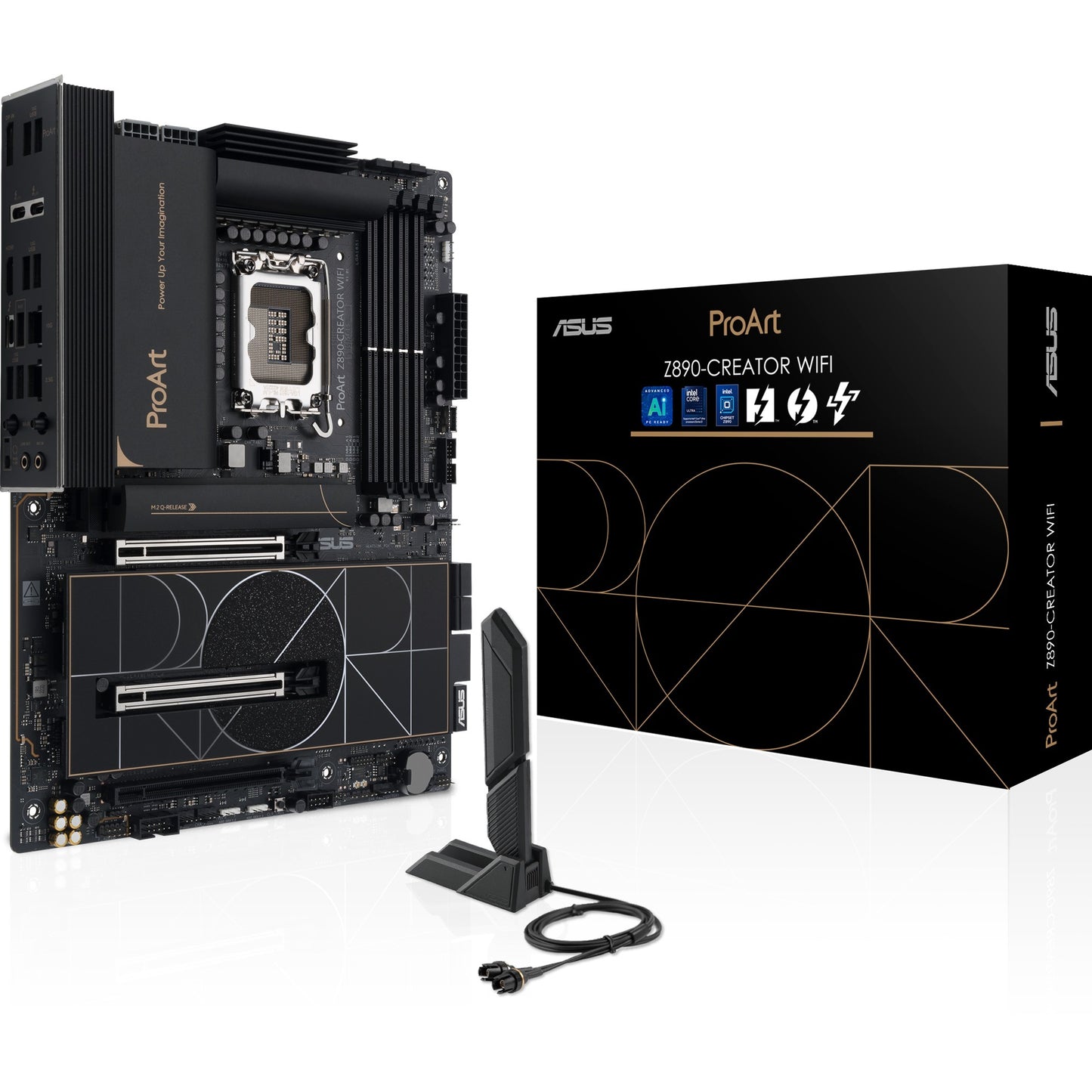 ASUS proart z890-creator wifi socket 1851 moederbord (raid, 2.5gb-lan, 10gb-lan, wi-fi 7, bt, sound, atx)