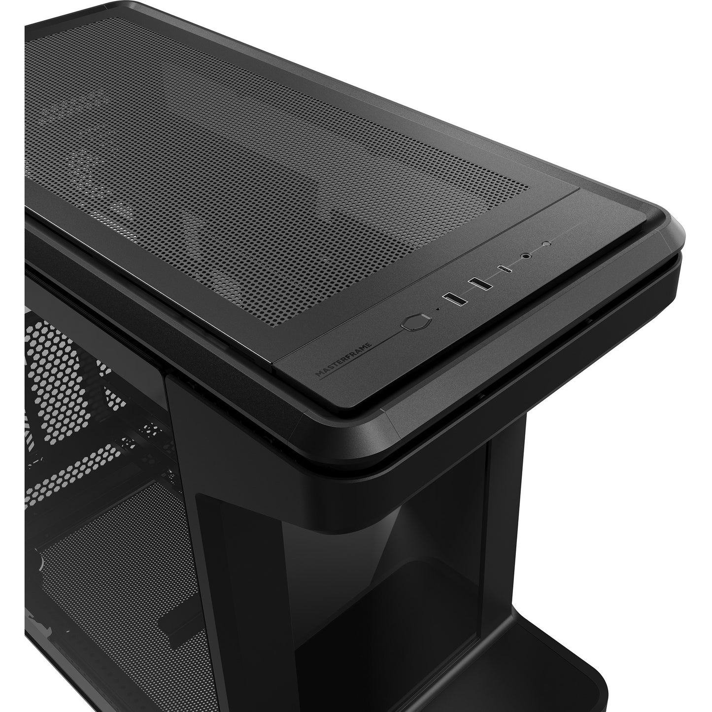 Cooler Master masterframe 360 stage lcd midi tower behuizing (zwart | 2x usb-a | 1x usb-c | tempered glass)