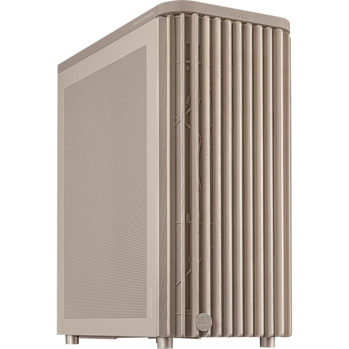 ASUS proart pa401 wood edition - mesh panel midi tower behuizing (beige houtkleur | 2x usb-a | 1x usb-c)