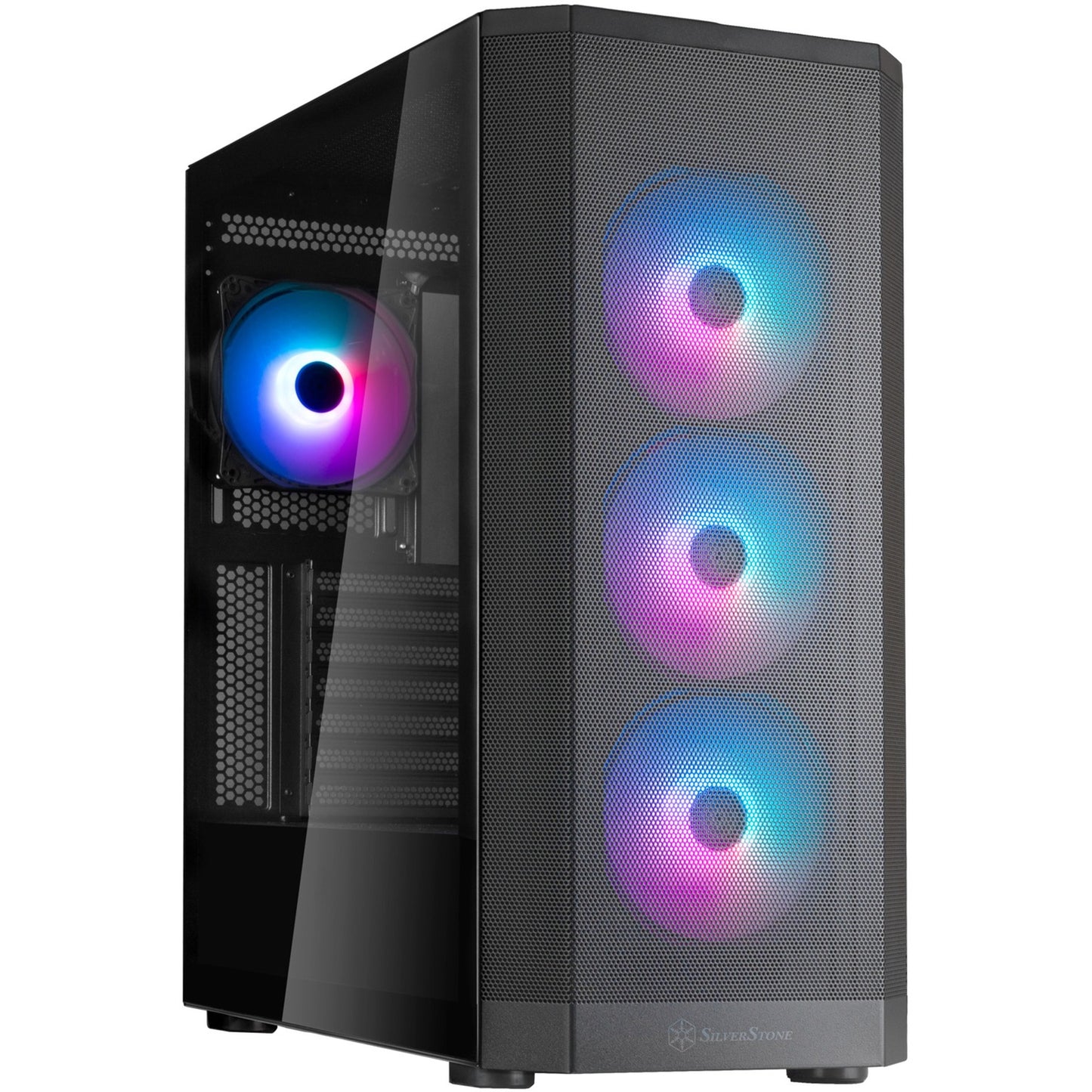 SilverStone fara 514x midi tower behuizing (zwart | 2x usb-a | 1x usb-c | rgb | tempered glass)