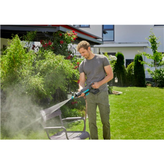 GARDENA aquaclean 24 18 v p4a kant-en-klare set drukreiniger (grijs turquoise, 14800-20, accu inbegrepen)