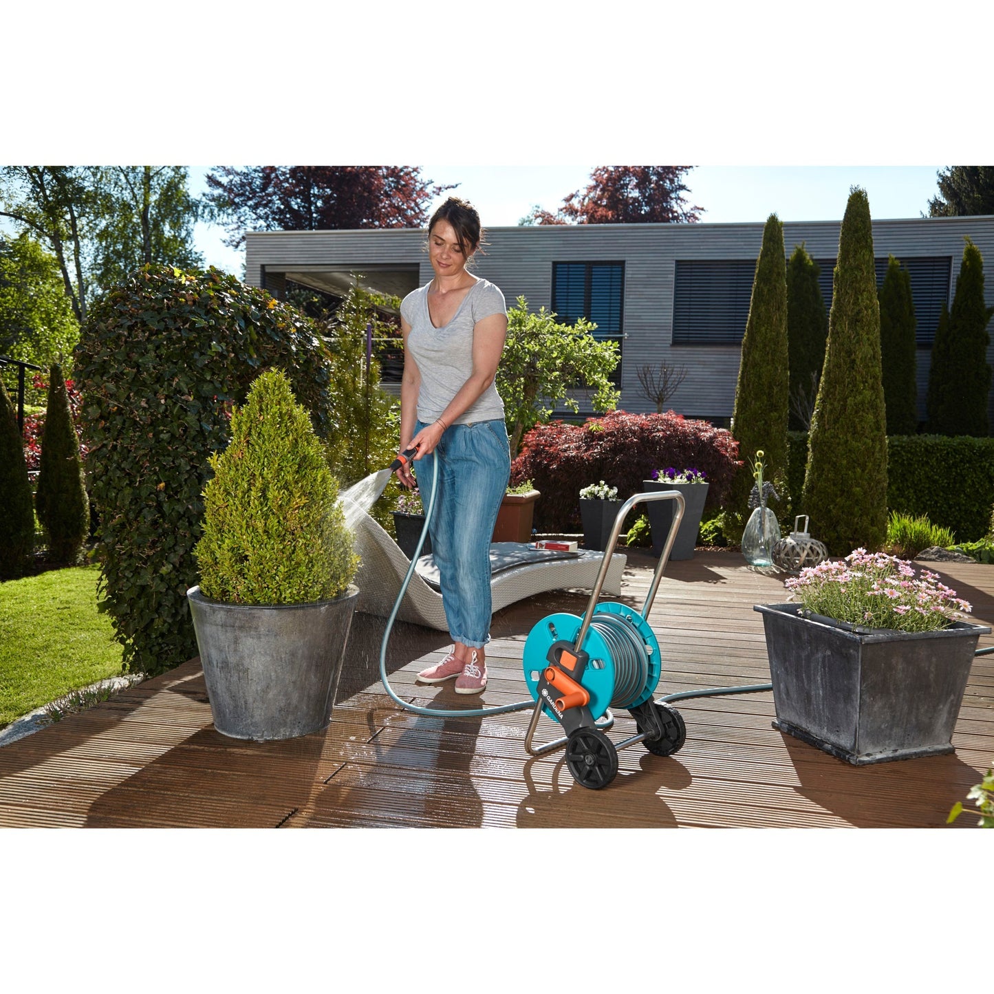 GARDENA slangenwagen aquaroll s set (turquoise grijs, 18502-20)