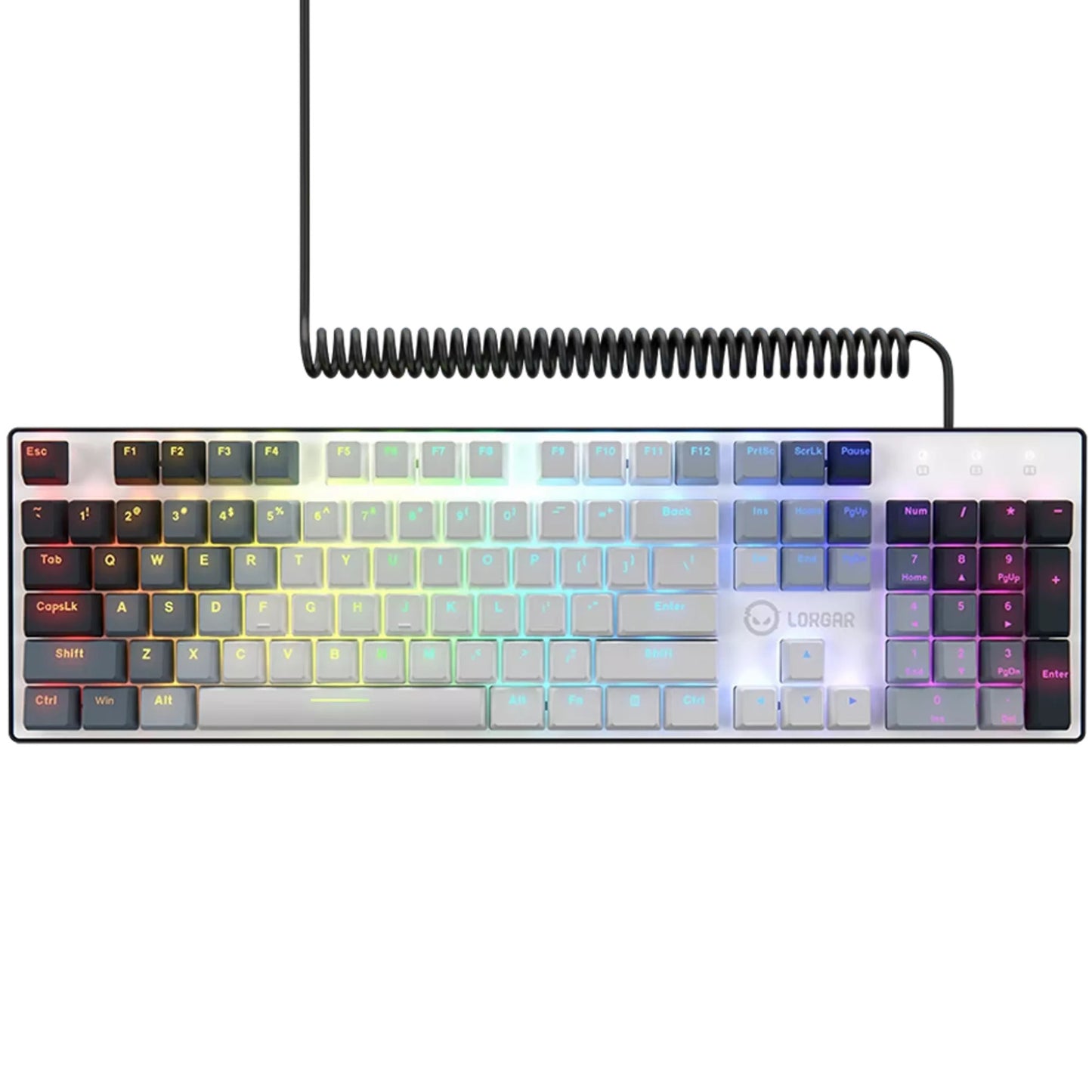LORGAR azar 514 rgb mechanisch gaming toetsenbord (wit, us lay-out (qwerty), logar dream, 100%, rgb)