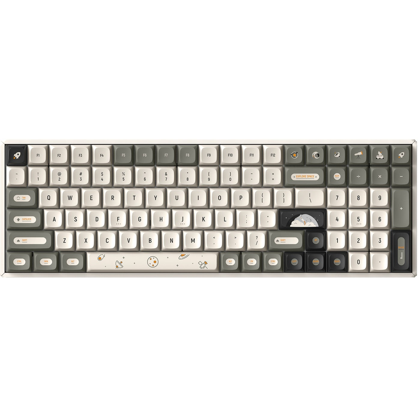 Iqunix F97 Hitchhiker Wireless Mechanical Keyboard (Grijs, US lay-out (QWERTY), Cherry MX Red, 96%, RGB leds, Hot-swappable, PBT, 2.4GHz | Bluetooth 5.1 | USB-C)