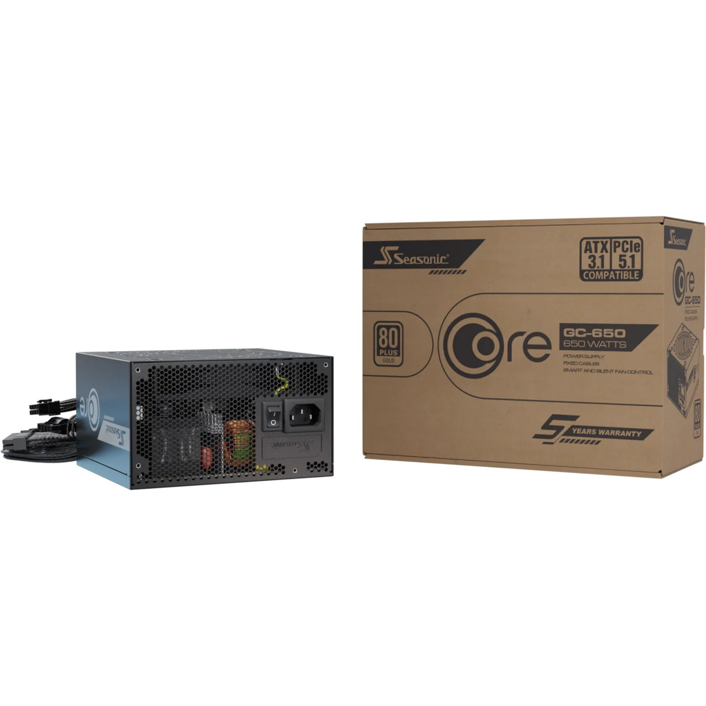 Seasonic core gc-650 atx 3.1 650 watt voeding (zwart, 2x pcie)