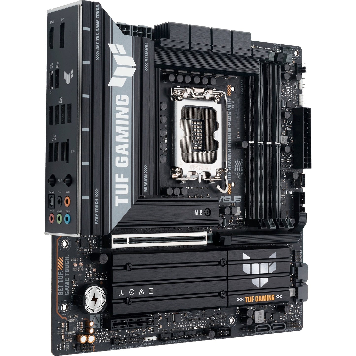 ASUS tuf gaming b860m-plus wifi socket 1851 moederbord (2.5 gb-lan, wi-fi 7, bt, sound, µatx)