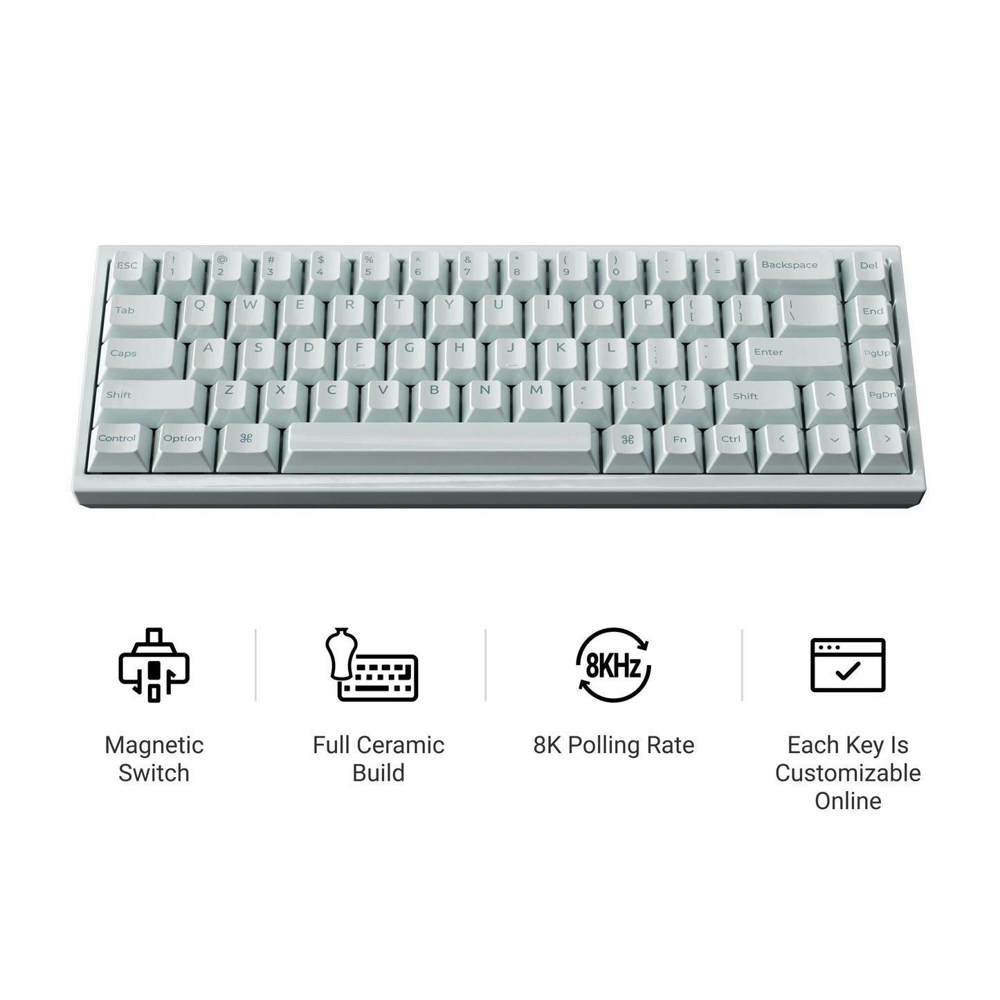Keychron q16 he 8k magnetic switch keyboard (blauw, us lay-out (qwerty), ultra-fast lime, 65%, rgb, hot swap, 8k)