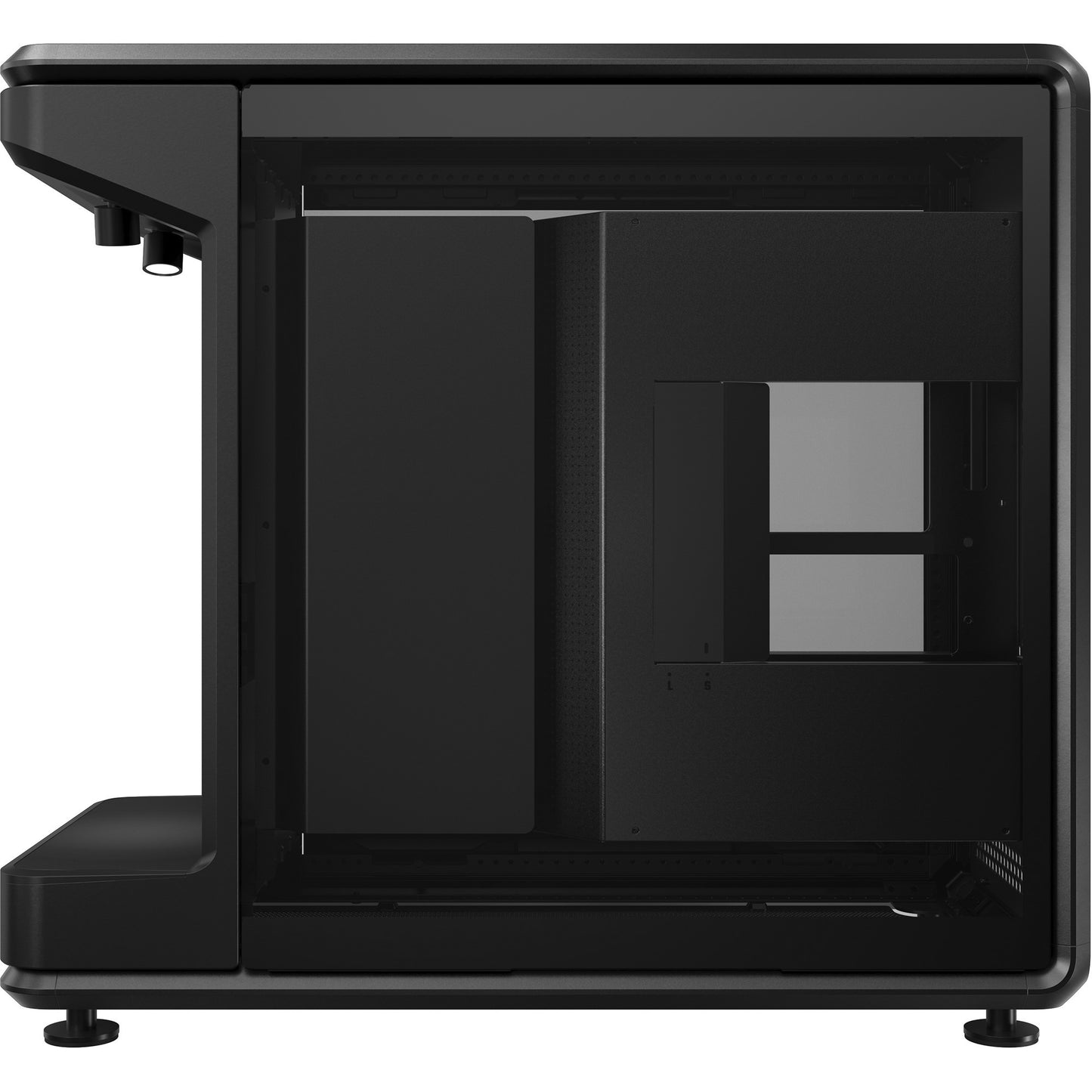 Cooler Master masterframe 360 stage lcd midi tower behuizing (zwart | 2x usb-a | 1x usb-c | tempered glass)