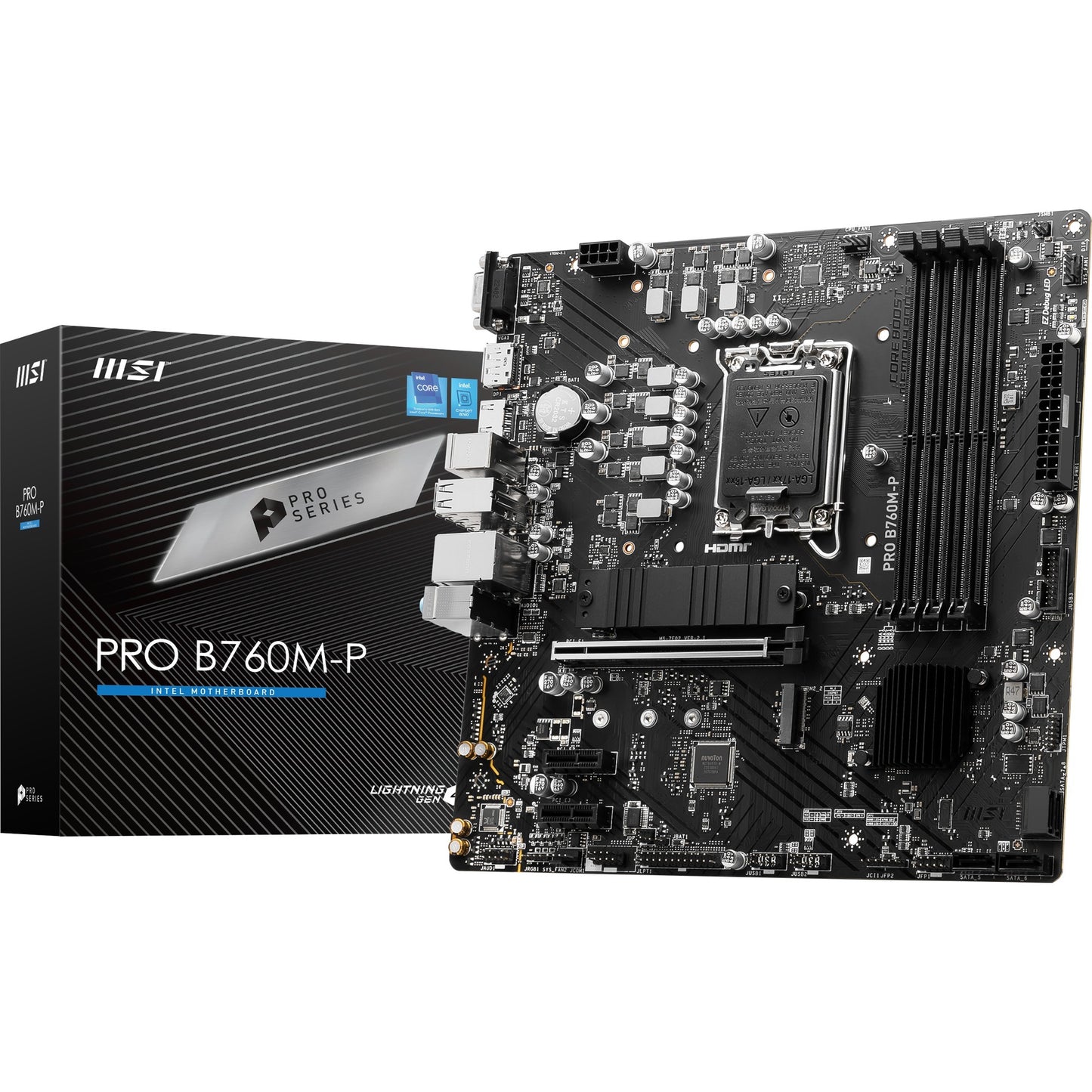 MSI pro b760m-p socket 1700 moederbord (zwart, raid, gb-lan, sound, µatx)