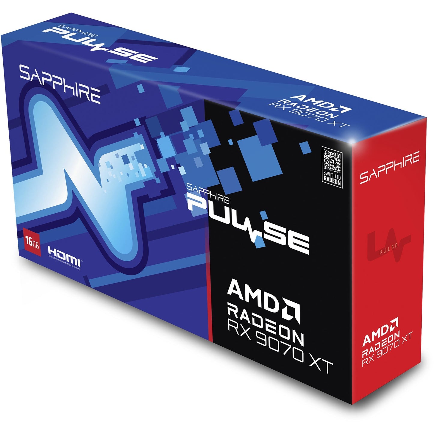SAPPHIRE radeon rx 9070 xt pulse grafische kaart (zwart, 2x displayport, 2x hdmi 2.1, rdna4)