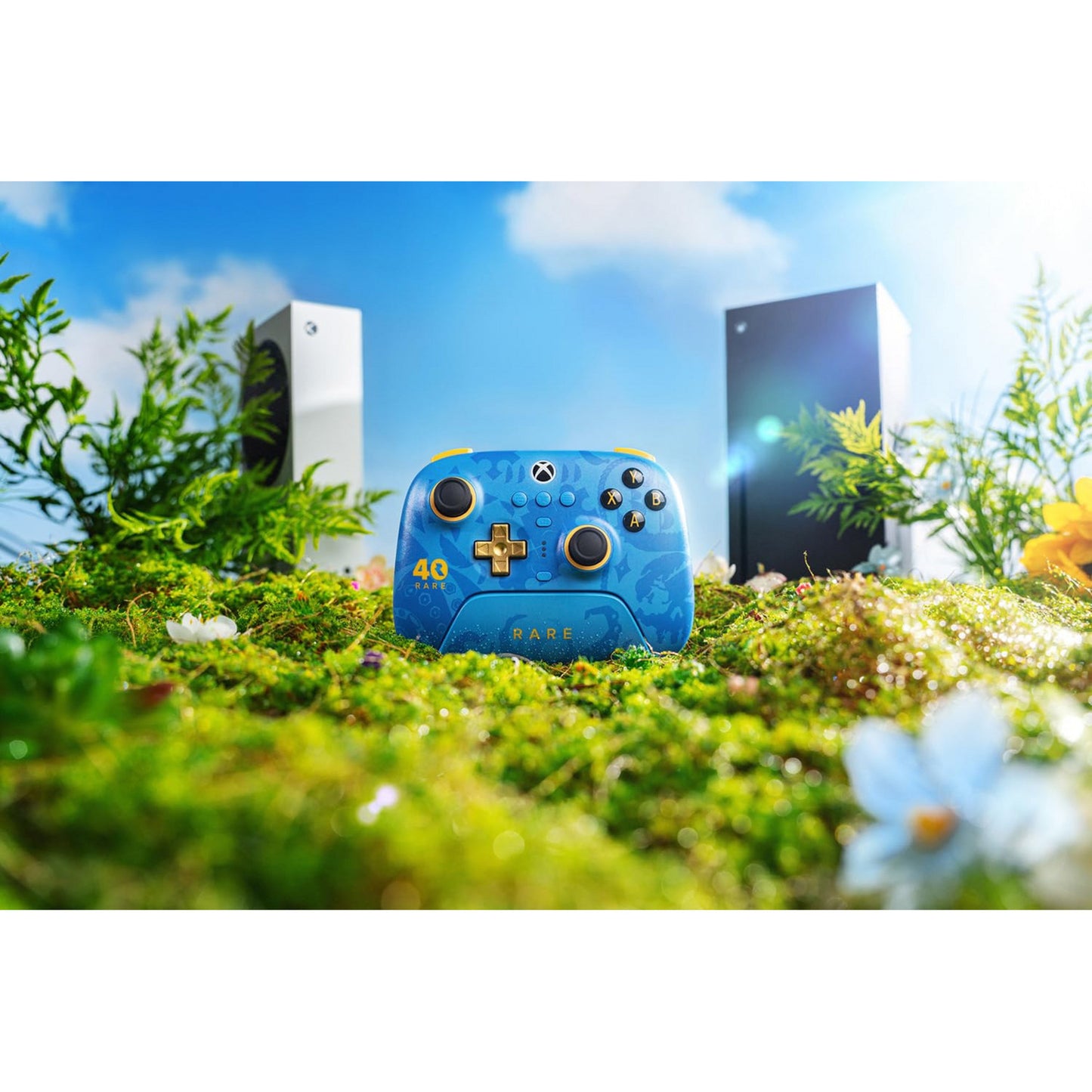 8BitDo ultimate 3-mode controller for xbox - rare 40th anniversary edition (blauw goud, xbox series x|s, xbox one, pc, bluetooth usb-c 2.4 ghz )