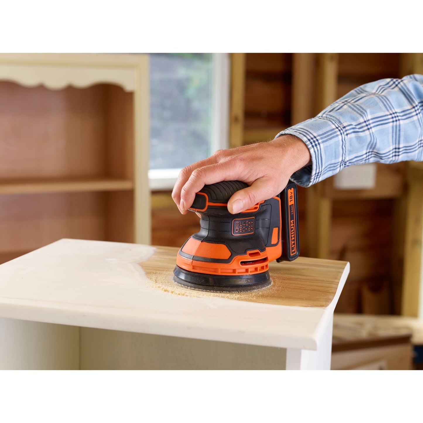 BLACK+DECKER bdcros18 18v accu excentrische schuurmachine (zwart oranje, opbergtas, oplader en accu inbegrepen)