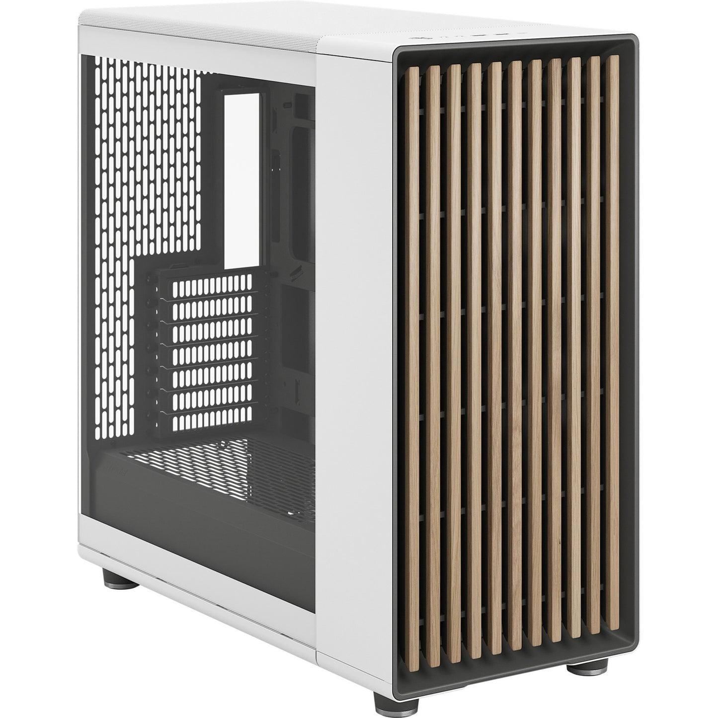 Fractal Design north xl rc chalk white tg clear midi tower behuizing (wit houtkleur | 2x usb-a | 1x usb-c | tempered glass)