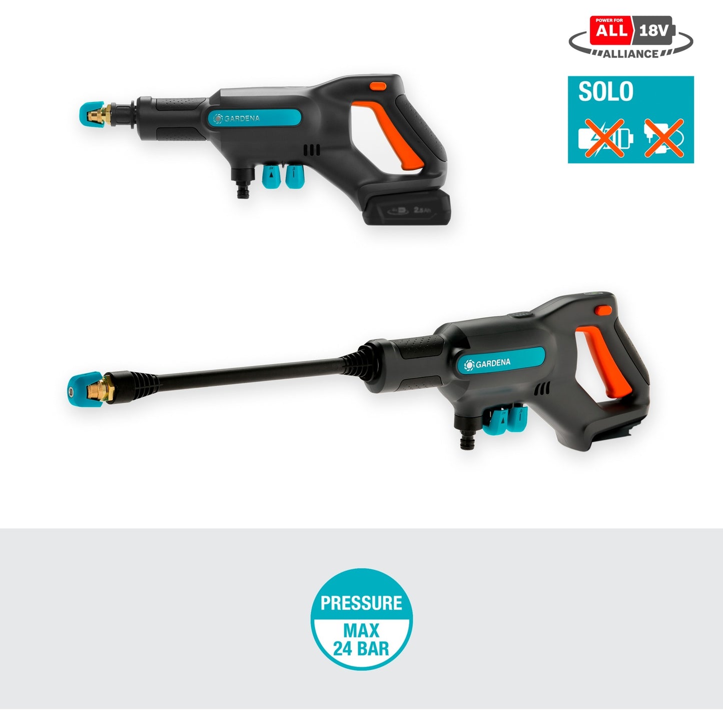 GARDENA aquaclean 24 18 v p4a solo drukreiniger (grijs turquoise, 14800-55, accu niet inbegrepen)