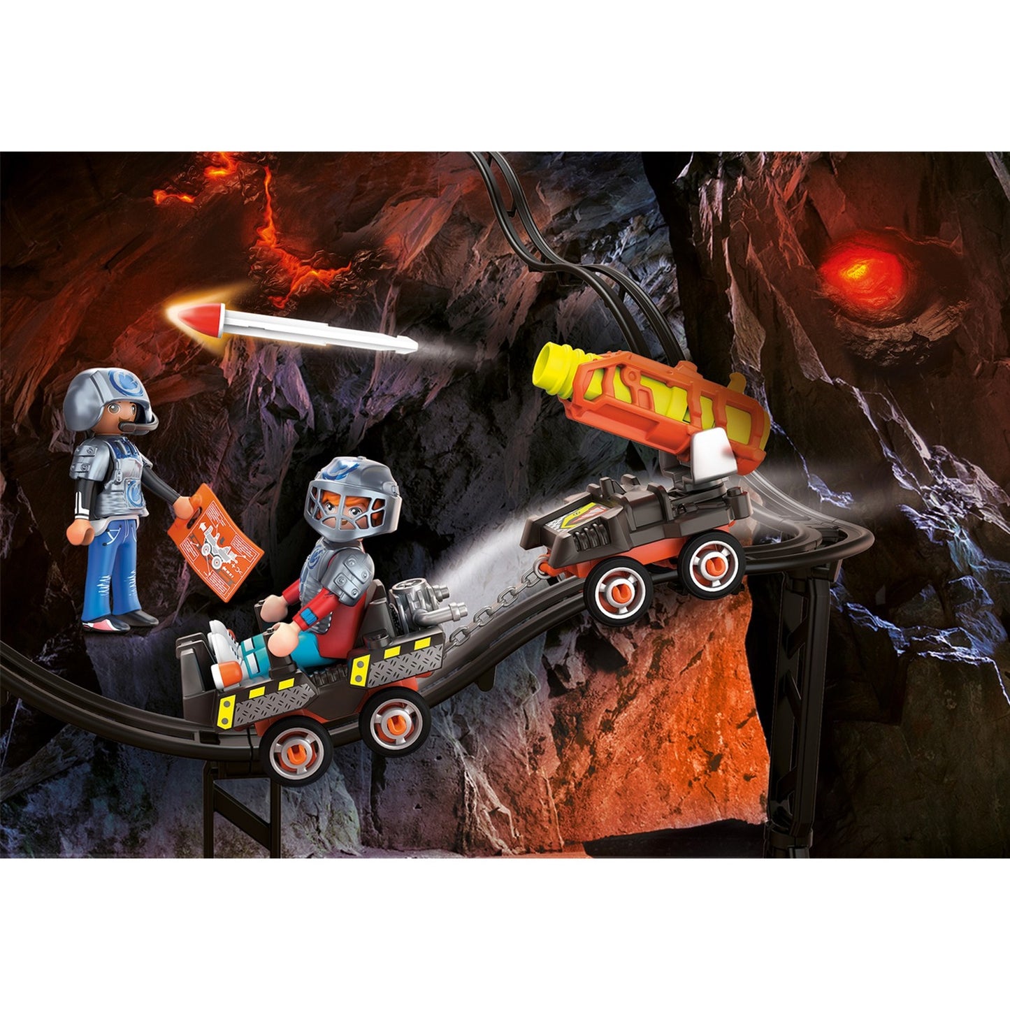 PLAYMOBIL dino rise - dino mine raket kart constructiespeelgoed (70929)