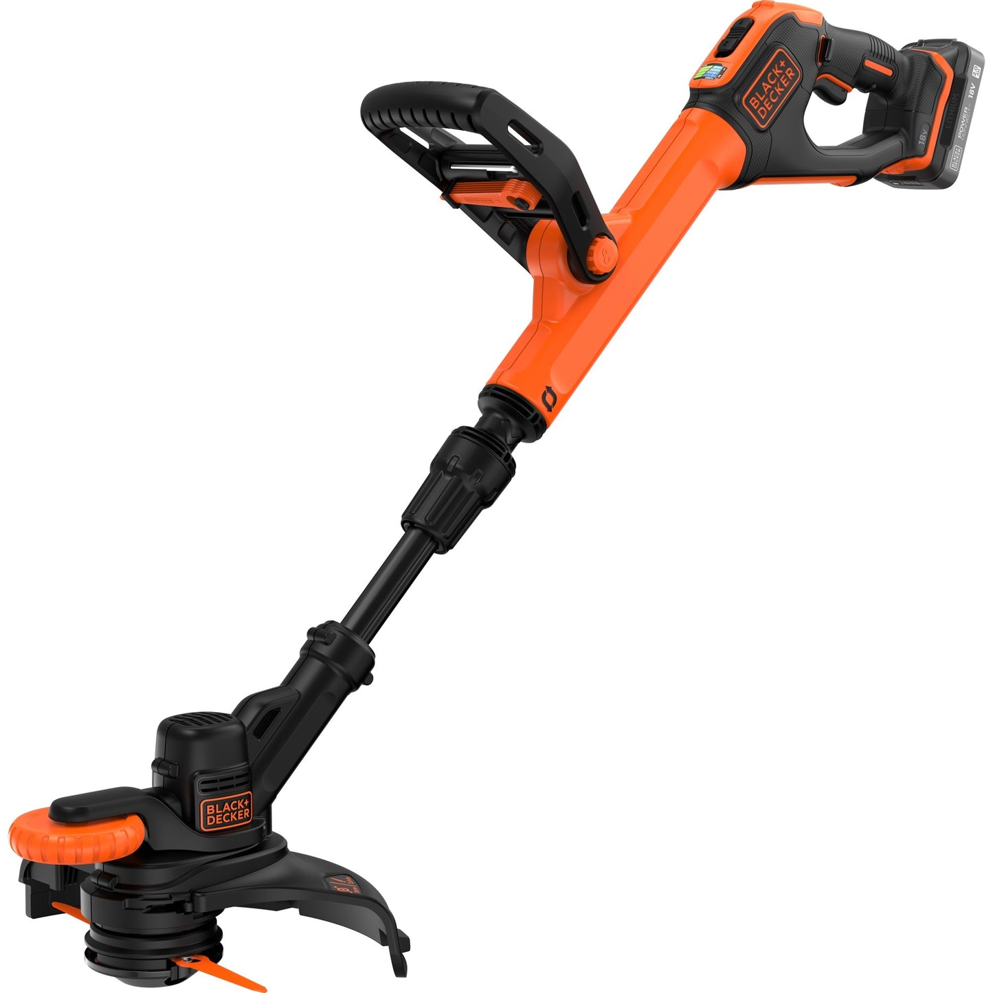 BLACK+DECKER 18v trimmer met 2 messen en accu grastrimmer (zwart oranje, 25 cm, accu inbegrepen)