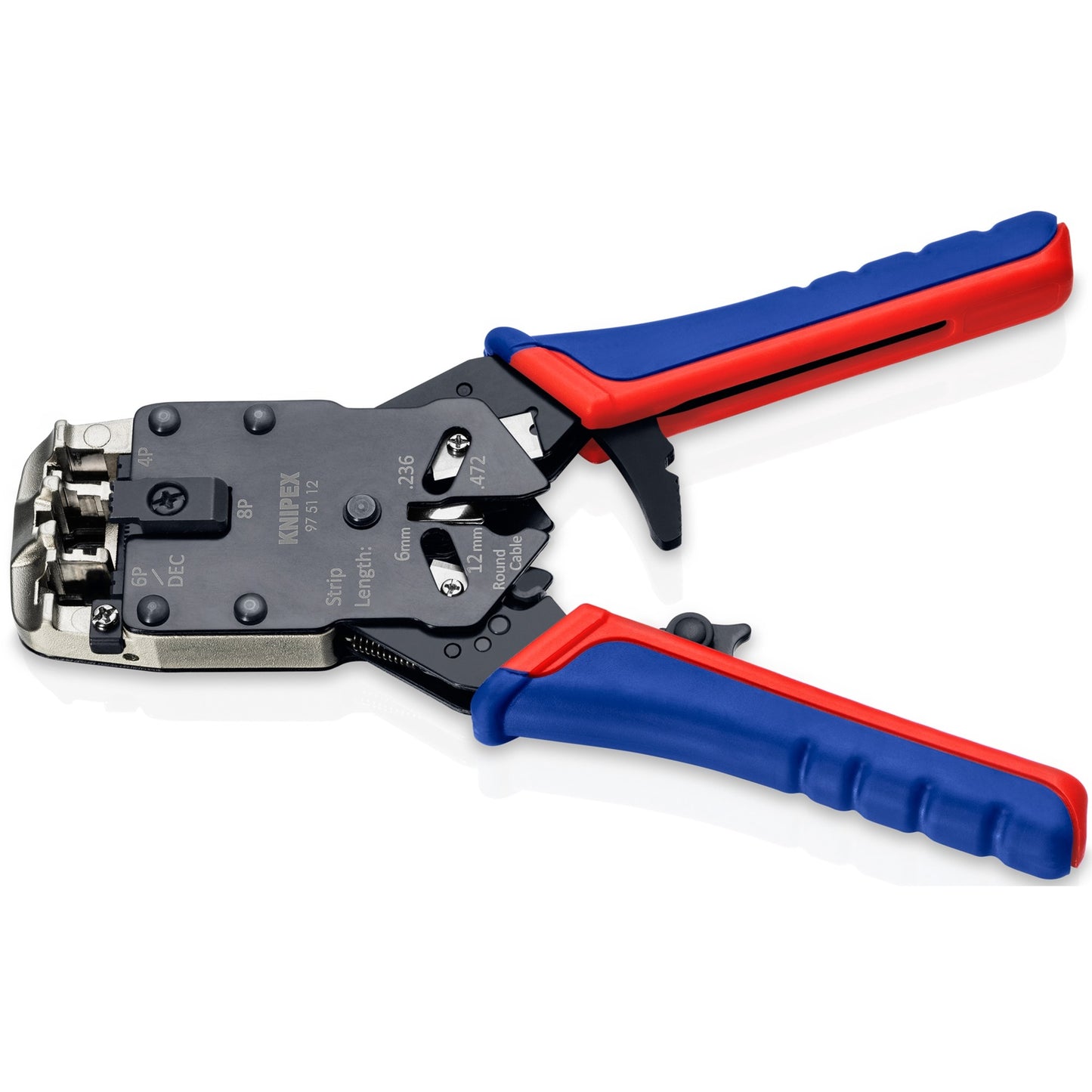 KNIPEX krimptang 97 51 12 sb (blauw rood, rj-10, rj-11 12 en rj-45)