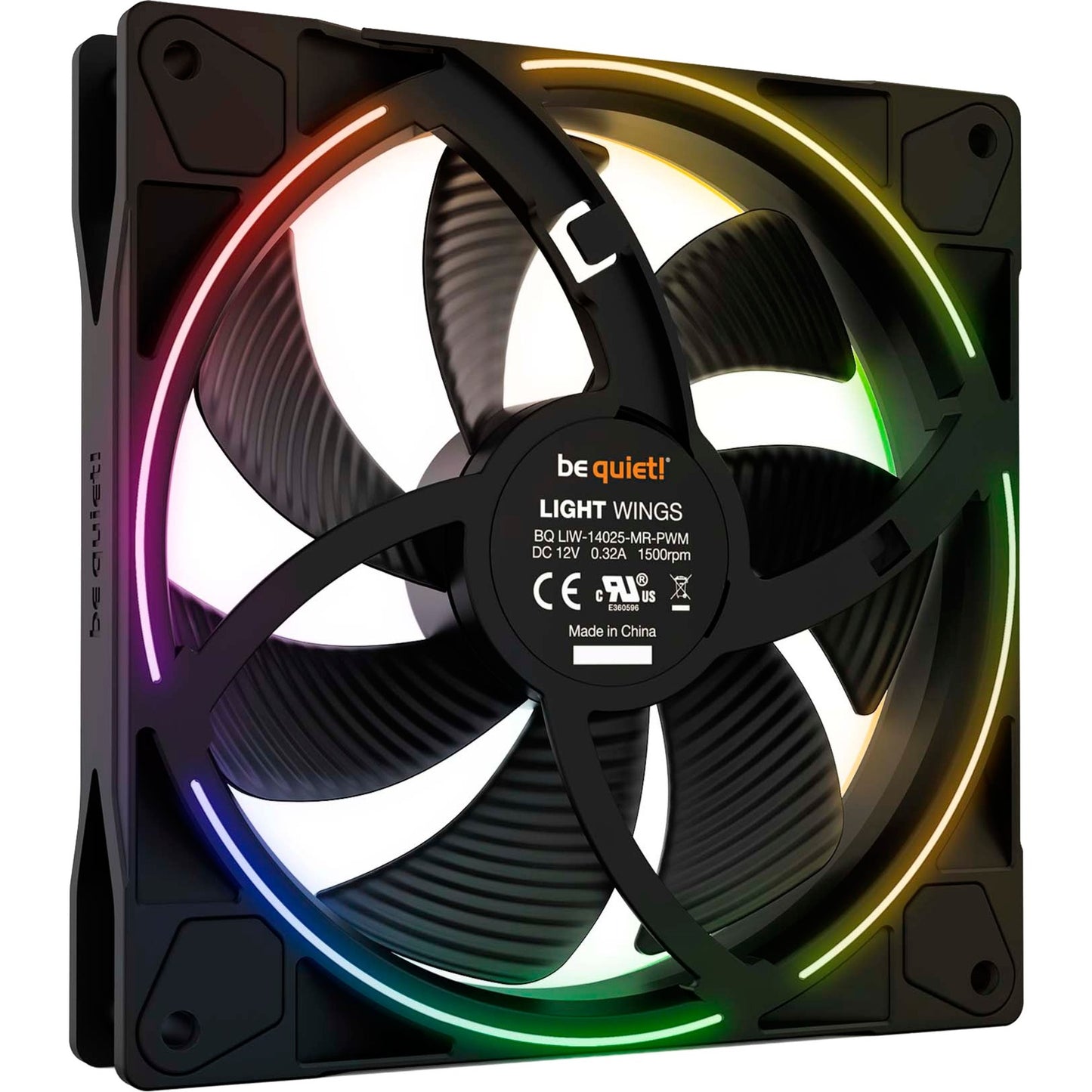 Be Quiet! light wings pwm rgb case fan (zwart, 140 x 140 x 25 mm)