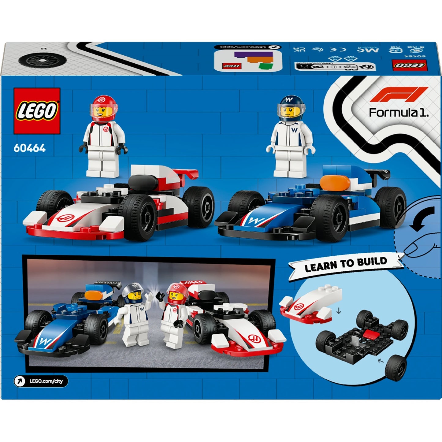 LEGO city 60464 f1 williams racing en haas f1 racewagens