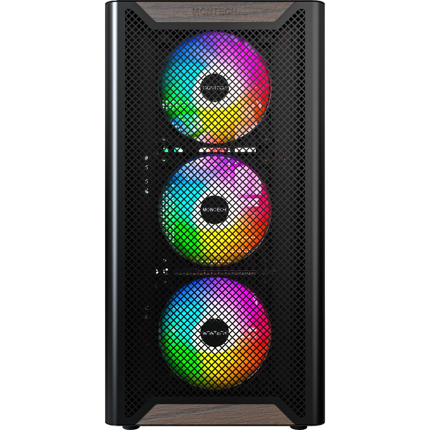 Montech xr wood midi tower behuizing (zwart | 1x usb-a | 1x usb-c | rgb | window)