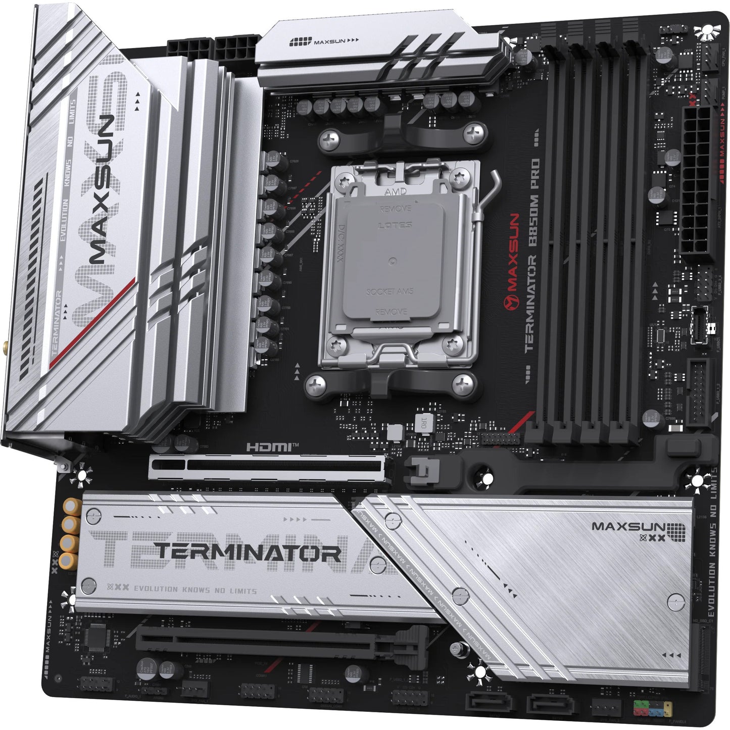 MAXSUN ms-terminator b850m pro wifi socket am5 moederbord (zwart, raid, 2.5 gb-lan, wlan, bt, sound, µatx)