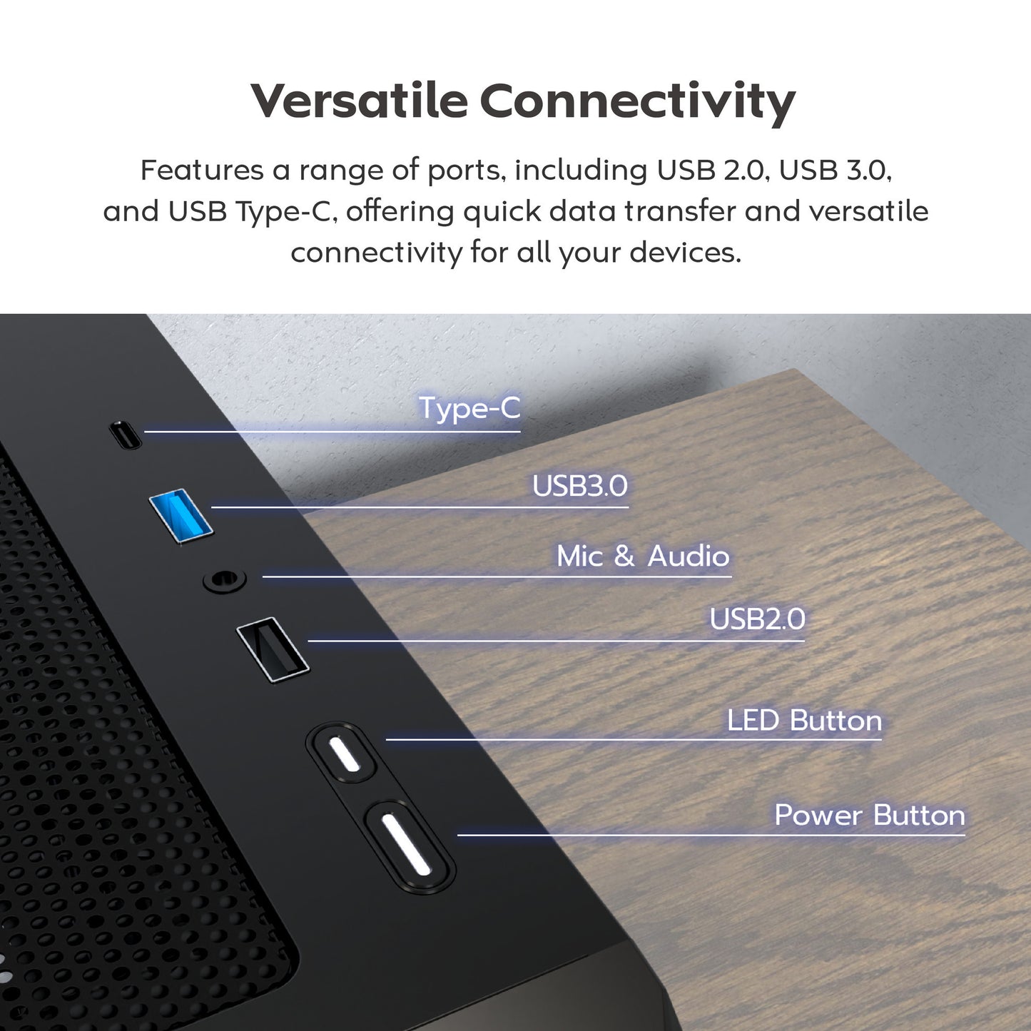 Montech x5 midi tower behuizing (zwart | 2x usb-a | 1x usb-c | tempered glass)