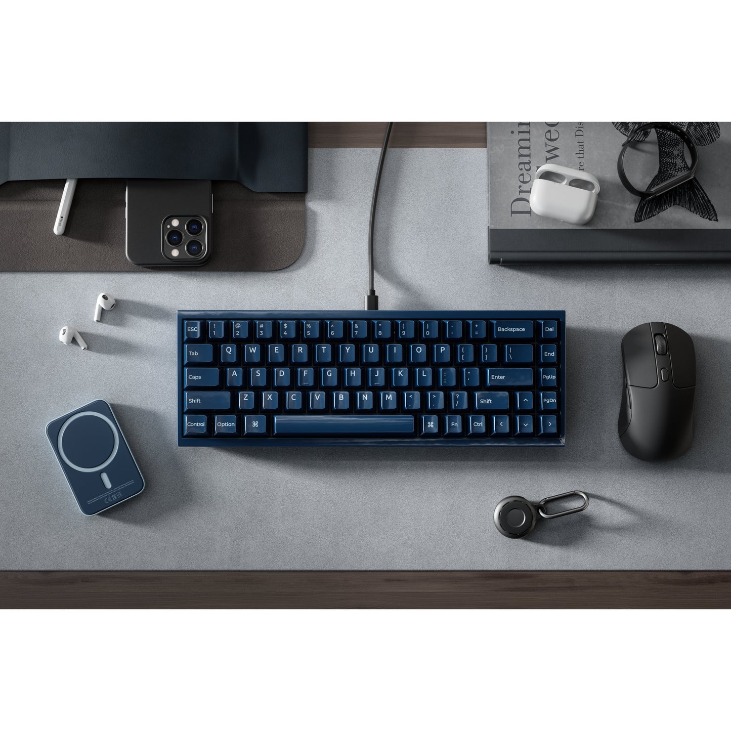 Keychron q16 he 8k magnetic switch keyboard (blauw, us lay-out (qwerty), ultra-fast lime, 65%, rgb, hot swap, 8k)