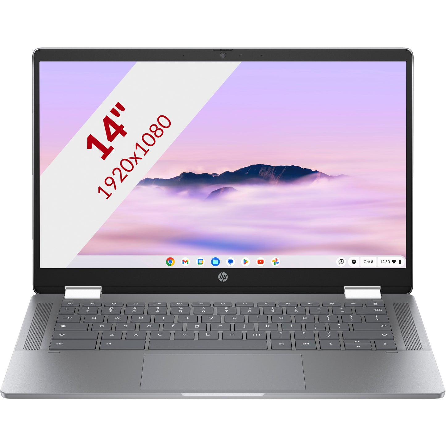 HP chromebook x360 14b-cd0075nd (a12m4ea) 14 2-in-1 laptop (zilver | core i3-n305 | uhd graphics | 8 gb | 256 gb ufs | touch)