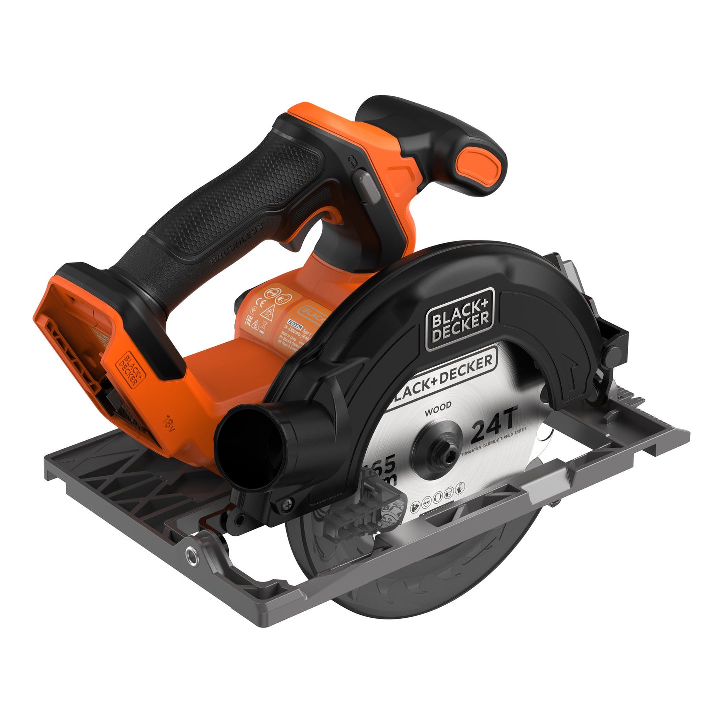 BLACK+DECKER 18v brushless cirkelzaag 165mm handcirkelzaag (zwart oranje, accu en oplader niet inbegrepen)