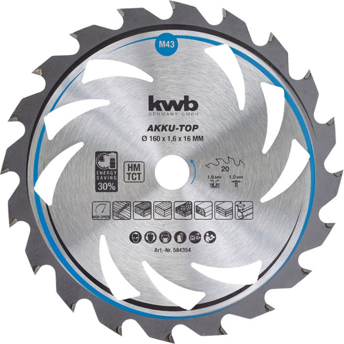 KWB dun zagend cirkelzaagblad, met hardmetaal versterkt 160mm