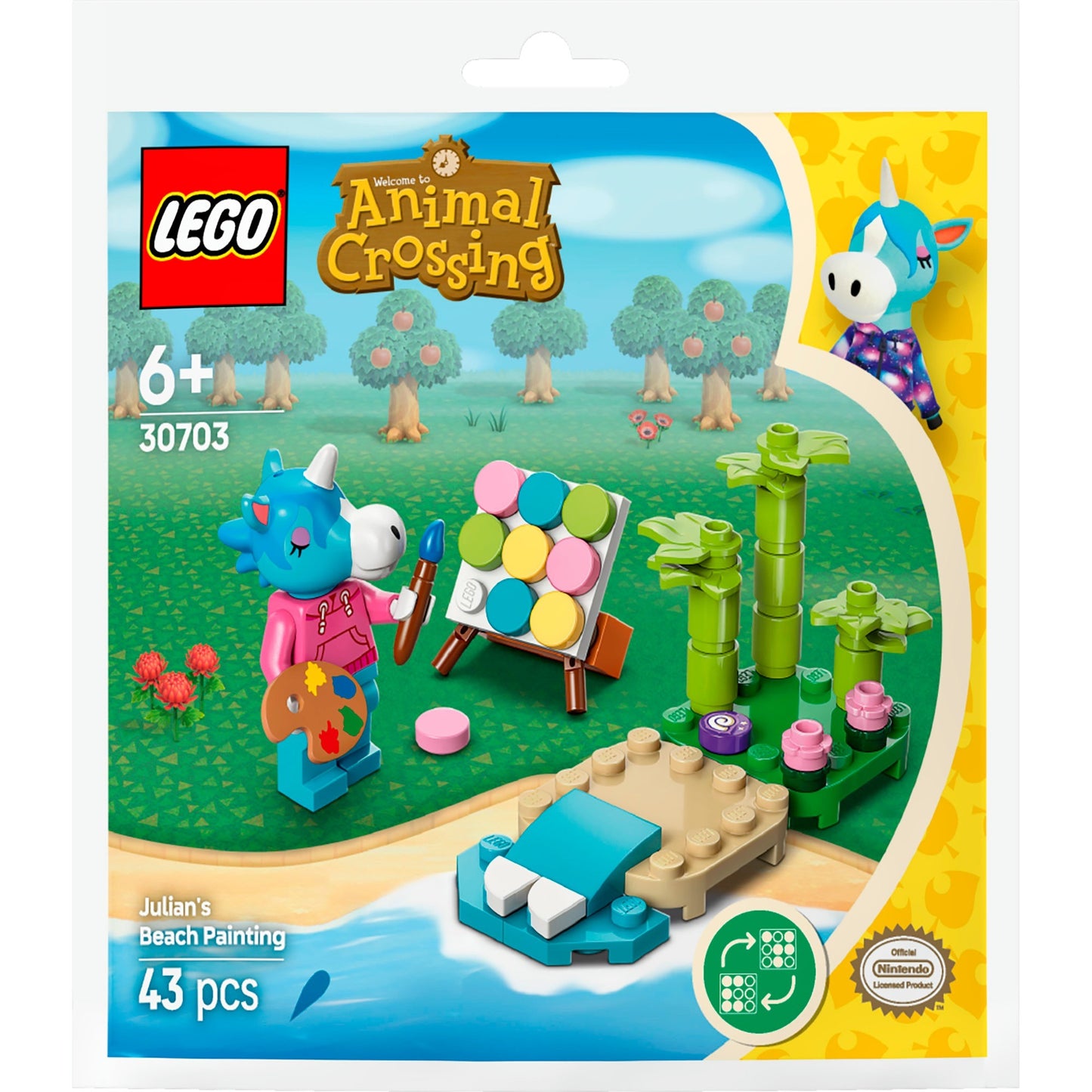 LEGO animal crossing - strandschilderen met julian constructiespeelgoed (30703)
