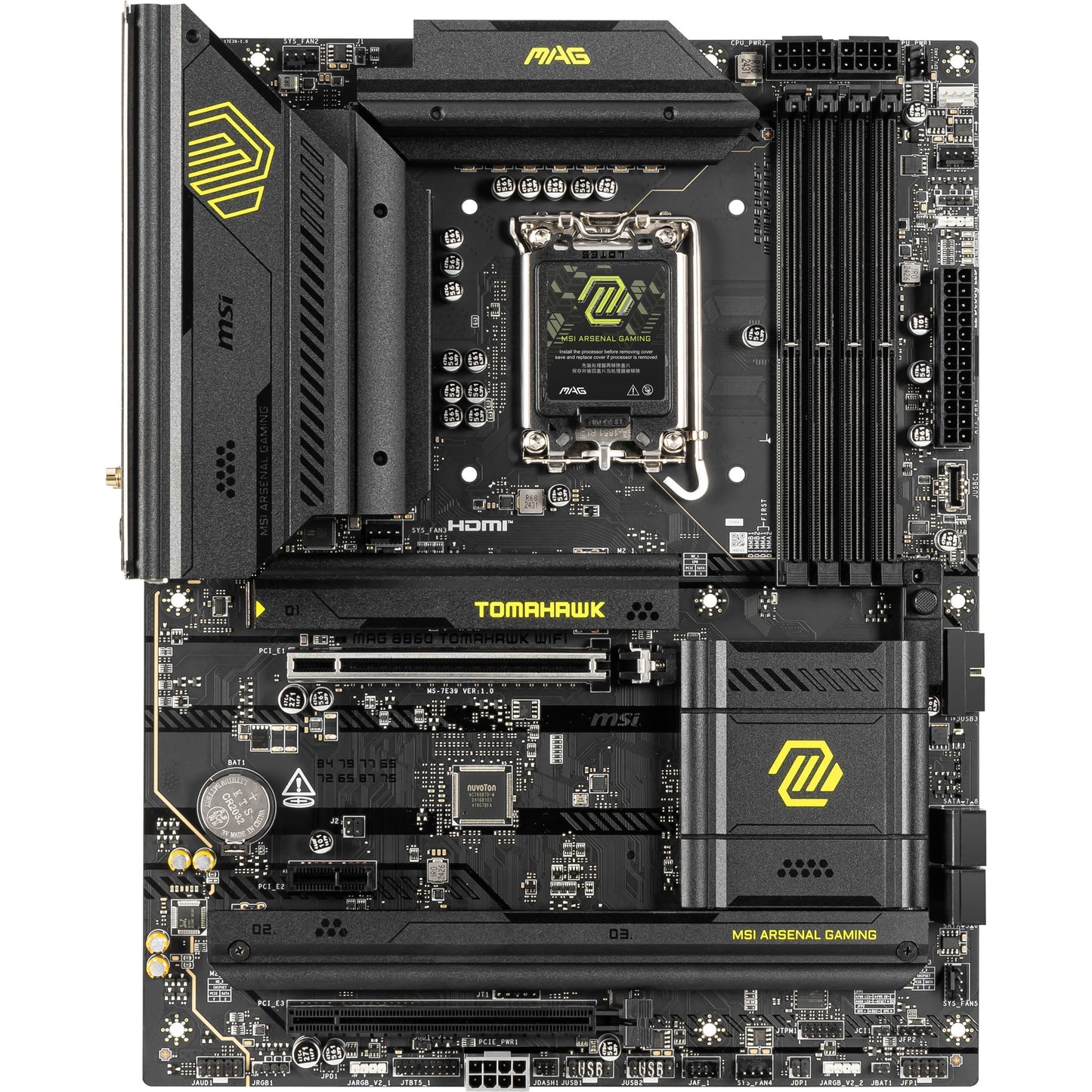 MSI mag b860 tomahawk wifi socket 1851 moederbord (raid, 5gb-lan, wi-fi 7, bt, sound, atx)
