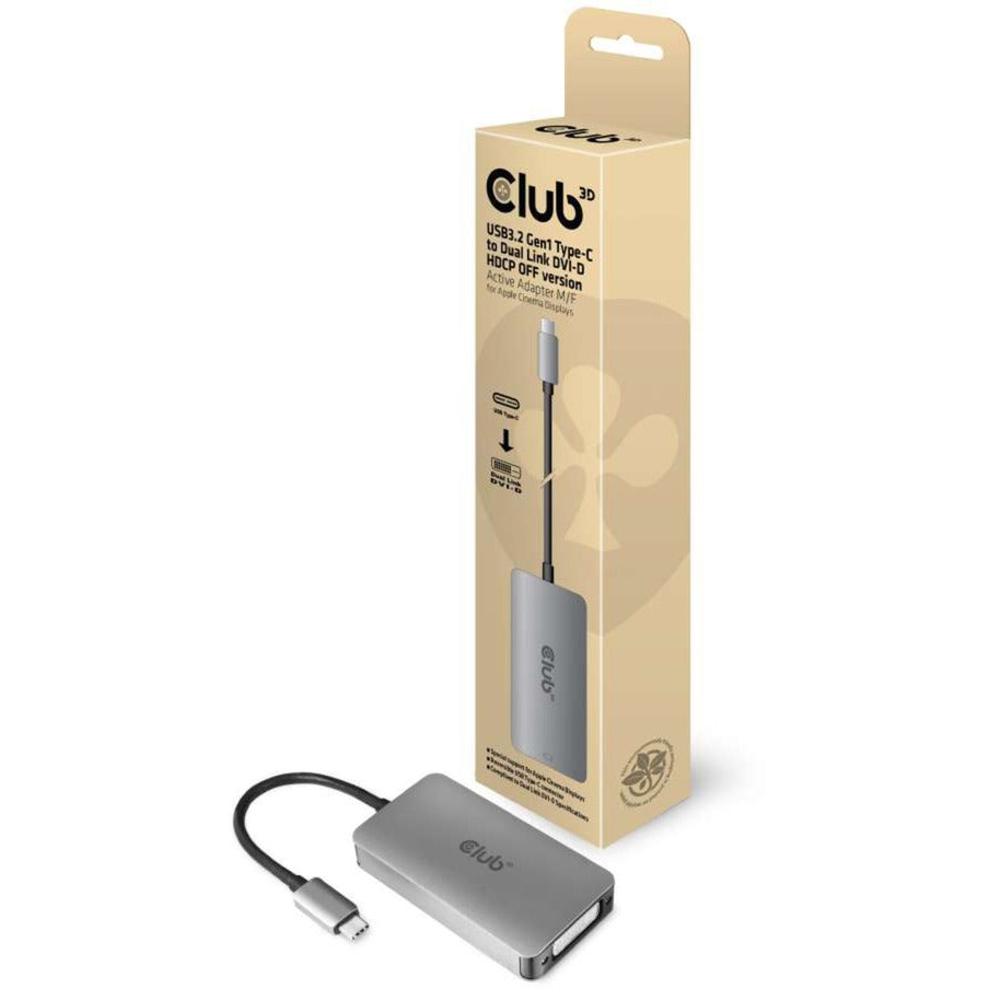 Club 3D usb 3.2 gen1 type-c naar dvi-d hdcp off version adapter (grijs zwart)