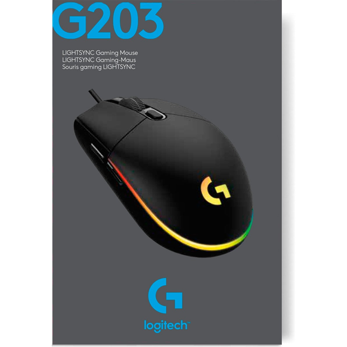 Logitech g203 lightsync gaming muis (zwart, 200 - 8000 dpi, rgb leds)