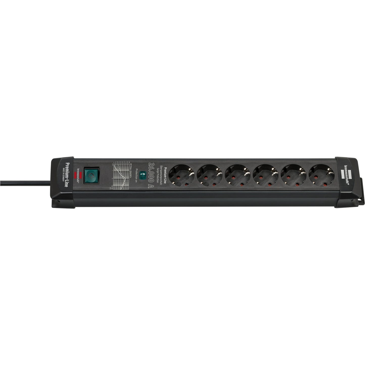 Brennenstuhl premium-line stekkerdoos 6-voudig stekkerdoos (zwart, 1,8 meter, 26.000a overspanningsbeveiliging)