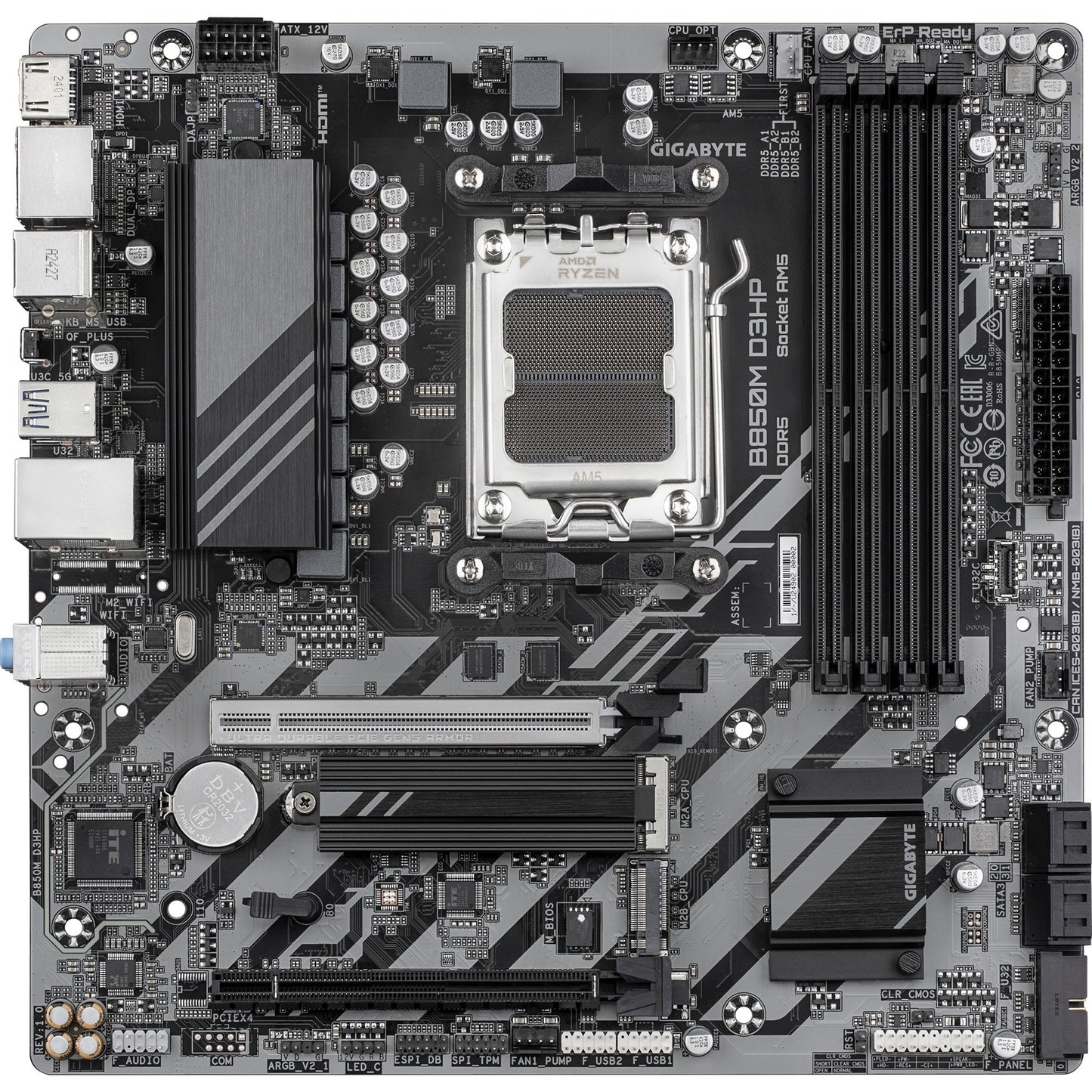 GIGABYTE b850m d3hp socket am5 moederbord (raid, gb-lan, sound, µatx)