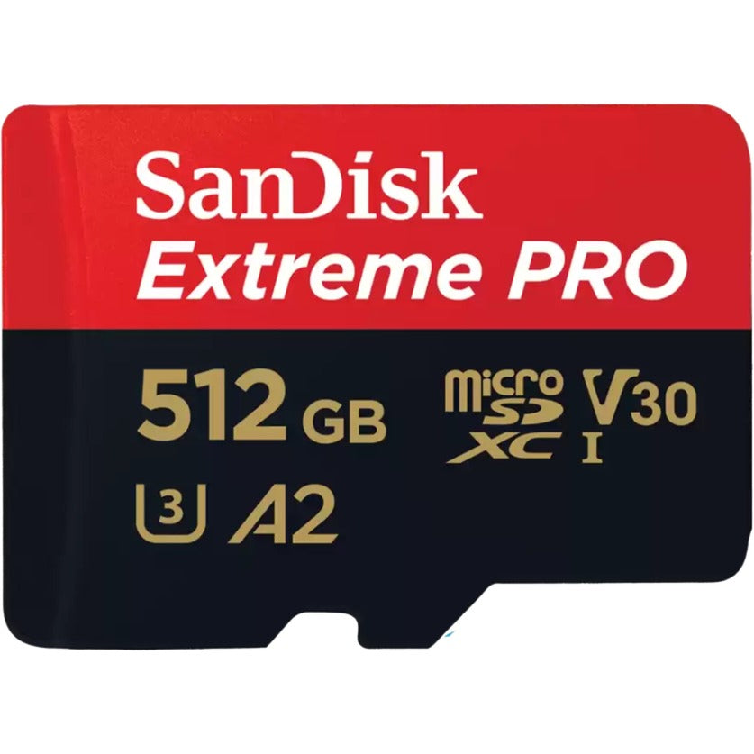 SanDisk extreme pro 512 gb microsdxc geheugenkaart (uhs-i u3, class 10, v30, a2, incl. sd adapter)