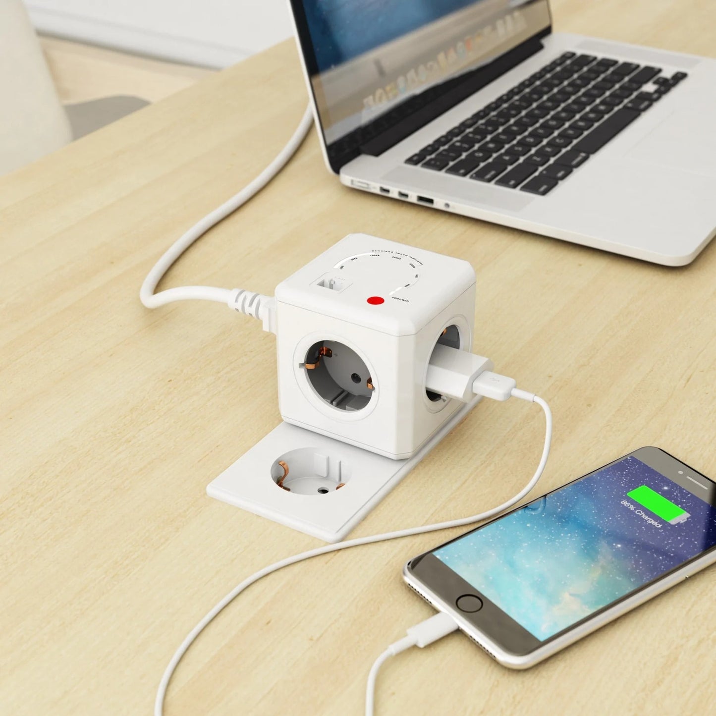 Allocacoc PowerCube Extended | WiFi | stekkerdoos stekkerdoos (Wit grijs, België | Frankrijk)