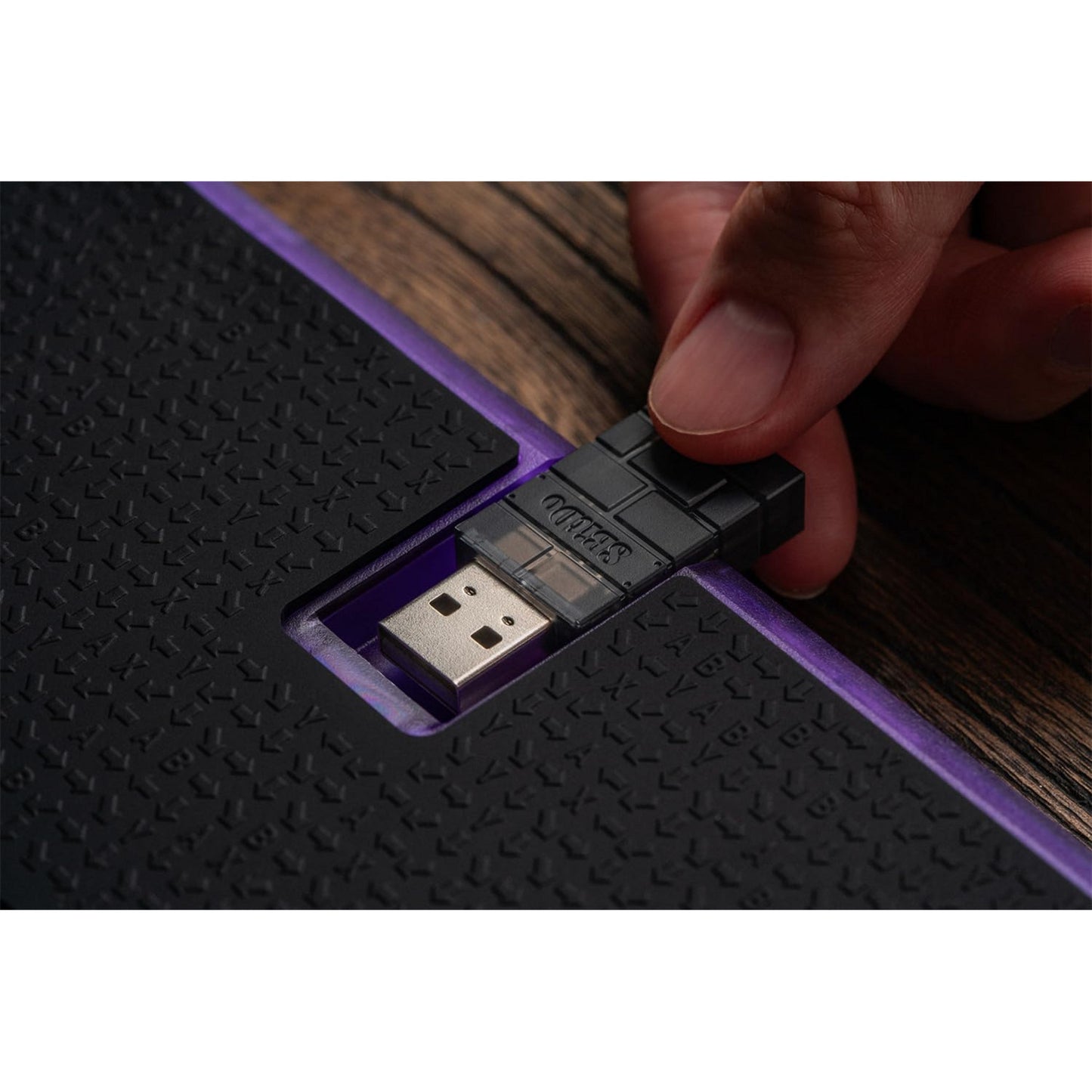 8BitDo arcade controller - transparent purple signature edition (paars transparant, 2.4 ghz bluetooth usb, nintendo switch 1 + 2, pc)