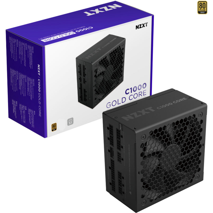 NZXT c1000 gold core modulaire 1000 watt voeding (zwart, 1x 12v-2x6, 3x pcie)