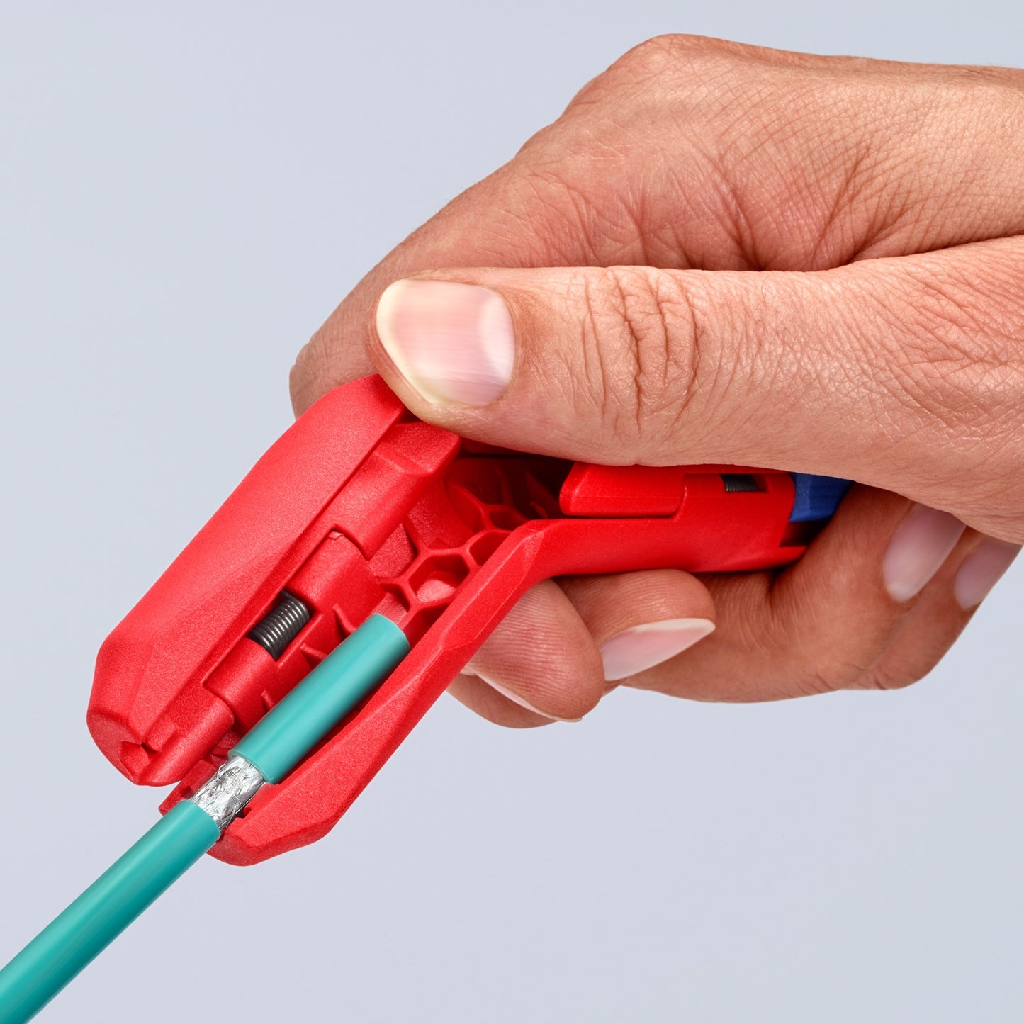 KNIPEX ergostrip universeel kabelstrip- ontmantelingsgereedschap (rood blauw)